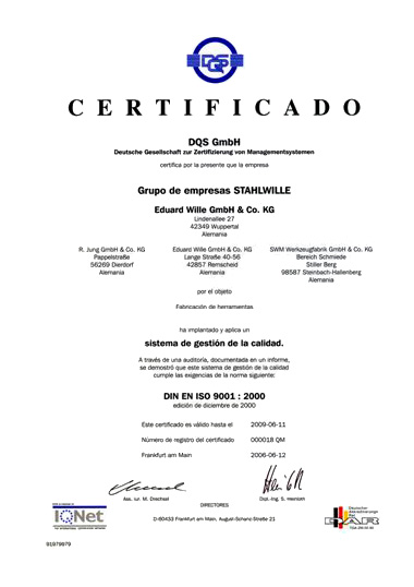 Certificado de calidad Stahlwille
